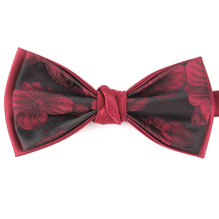 Papillon elegante da uomo con motivo floreale botanico - Rosso #4 - image 9
