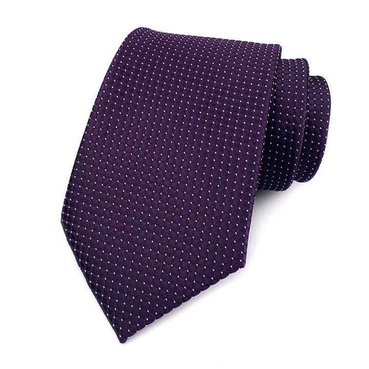 Cravatta da ufficio a quadri sottili in tinta unita da uomo - Viola - image 5