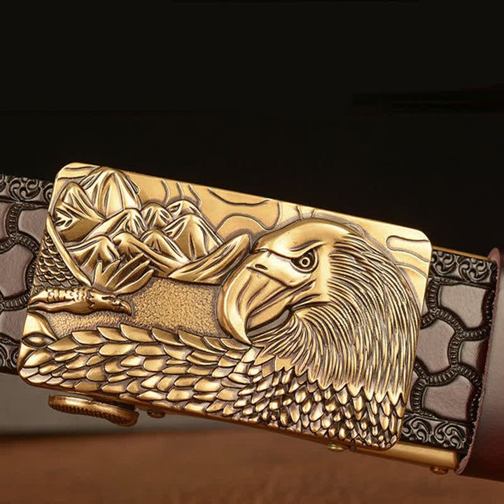 Cintura in pelle da uomo con aquila animale e paesaggio - image 5