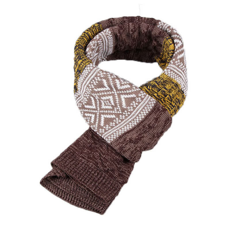 Sciarpa a blocchi di colore con cuciture a maglia Argyle da uomo - image 17