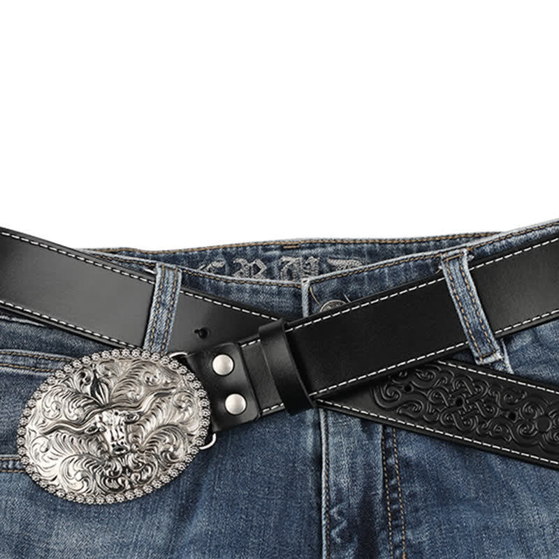 Cintura in pelle da uomo con piuma incisa Bull Jeans - image 14