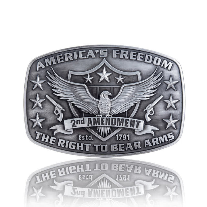 Cintura in pelle con fibbia America's Freedom Eagle fai da te da uomo - Argento antico - Senza cintura - image 2