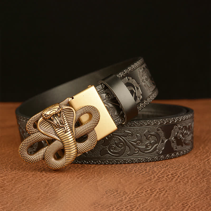 Cintura in pelle con fibbia a medaglione a forma di serpente da uomo - image 11