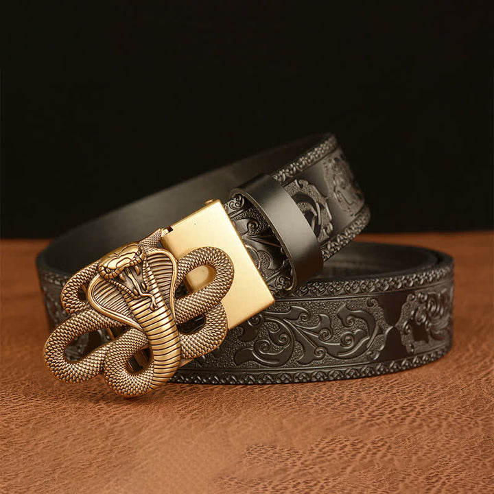 Cintura in pelle con fibbia a medaglione a forma di serpente da uomo - image 11