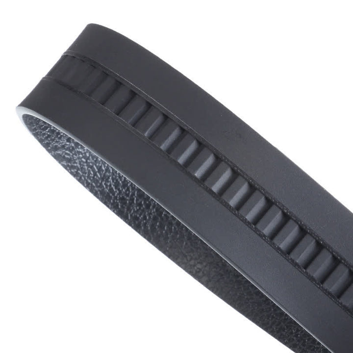 Cintura da uomo in pelle nera con fibbia automatica - image 5