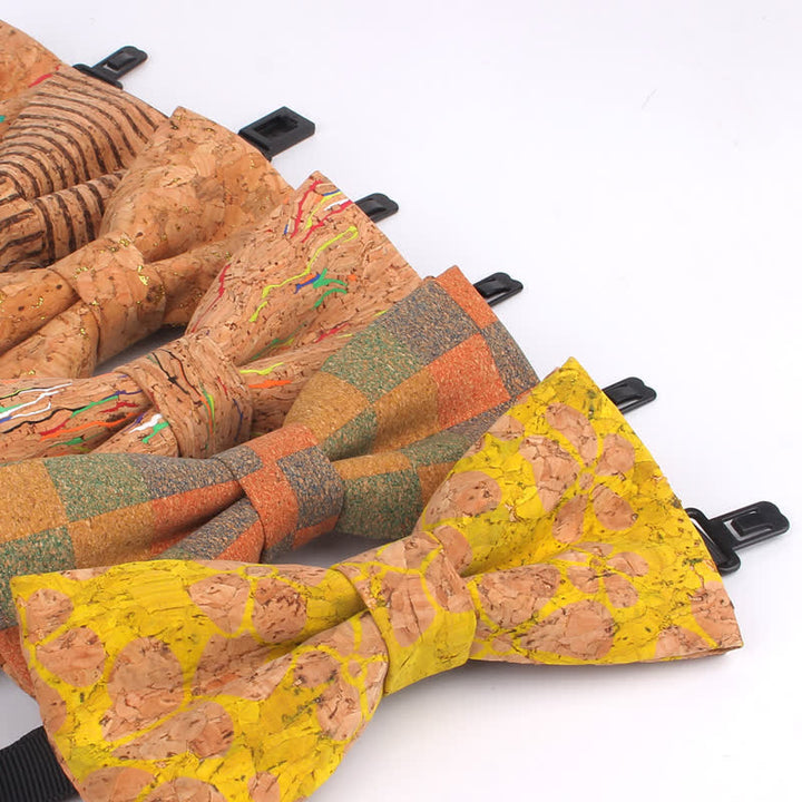 Papillon multicolore con stampa geometrica effetto legno da uomo - image 5