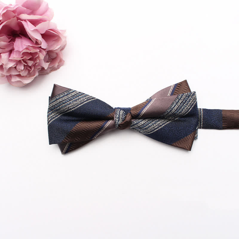 Papillon geometrico da ufficio per uomo - Blu marino e marrone - image 19