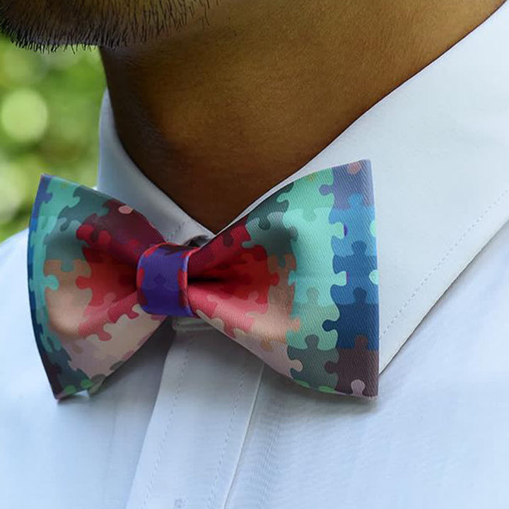 Papillon multicolore da uomo con motivo a puzzle - image 2