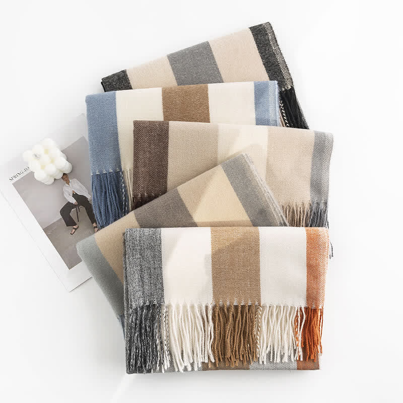 Sciarpa in cashmere imitazione a quadri di classe da donna - image 3
