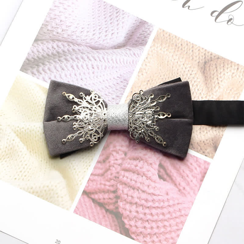 Papillon in velluto con motivo a mosaico Bling Sunburst da uomo - Grigio e argento - image 1