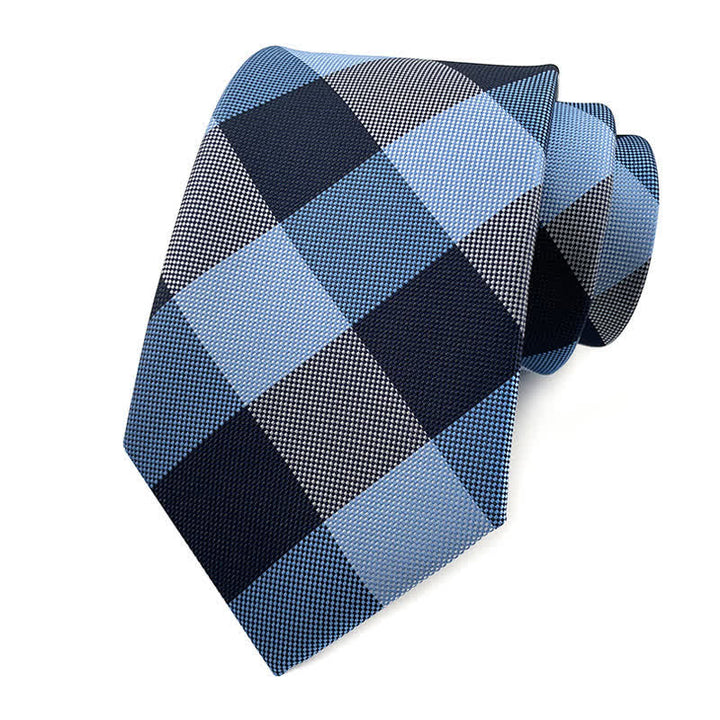 Smoking da uomo attillato con cravatta scozzese - Acciaio Blu - image 13
