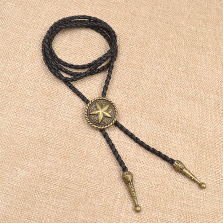 Cravatta Bolo in pelle intrecciata a forma di stella a cinque punte - image 3