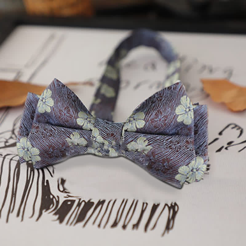 Papillon da uomo con foglie floreali retrò - Fiore blu acciaio - image 11