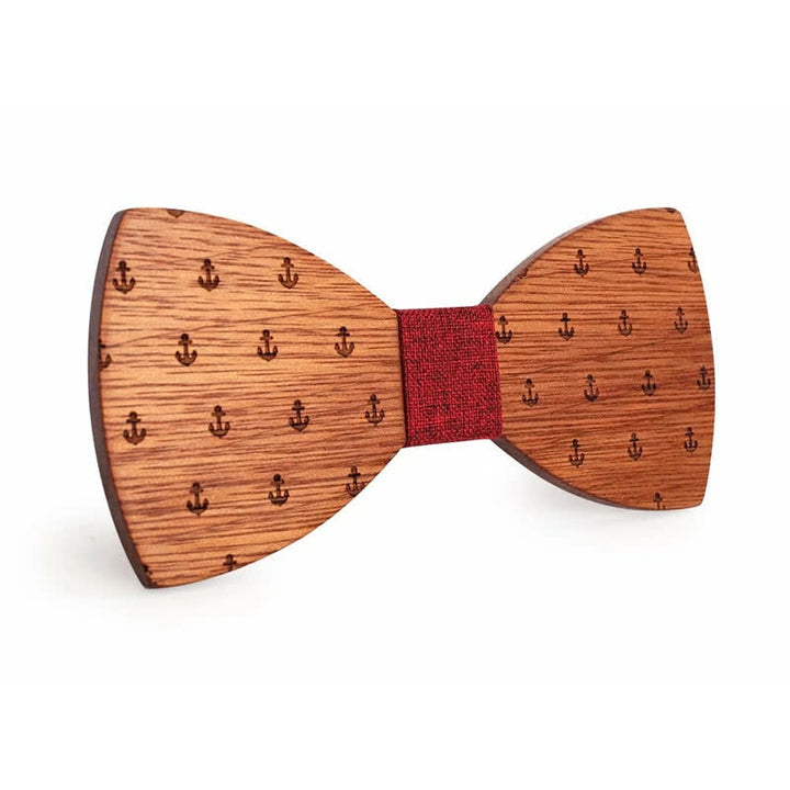 Papillon in legno con ancora da barca nautica da uomo - Rosso - image 2