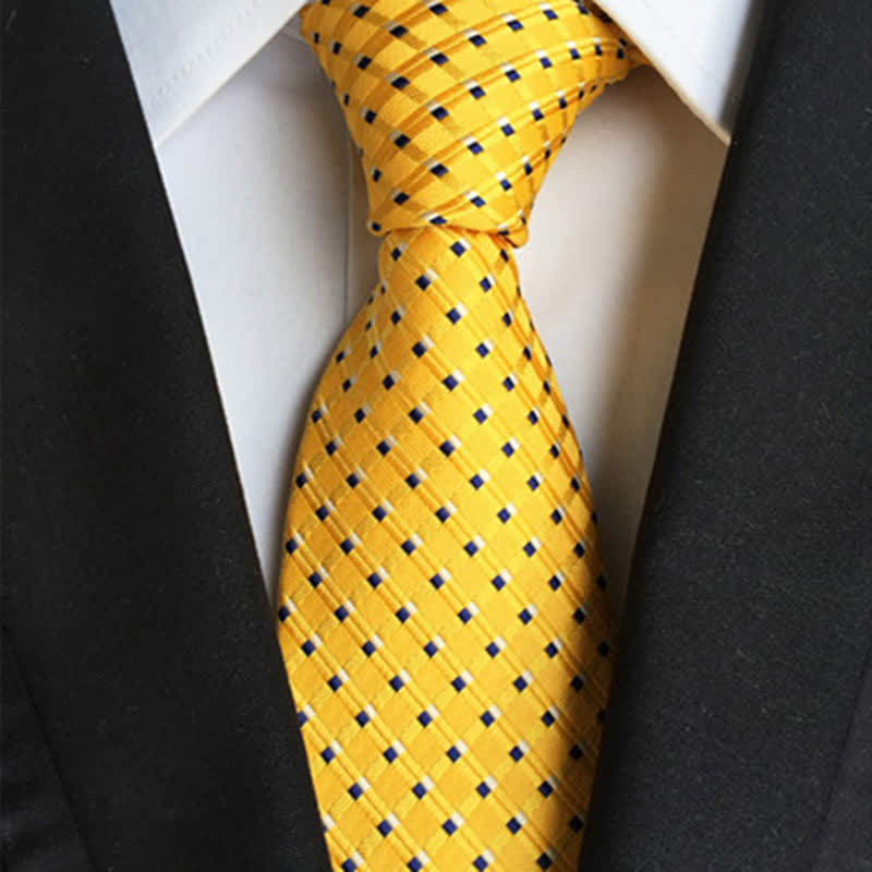 Cravatta casual a quadri con colori contrastanti da uomo - Giallo e nero - image 6