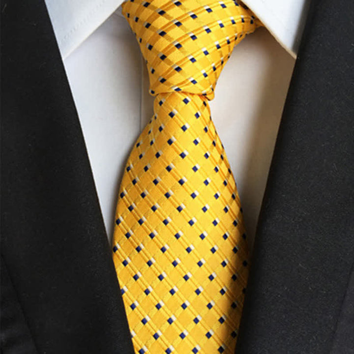 Cravatta casual a quadri con colori contrastanti da uomo - Giallo e nero - image 6