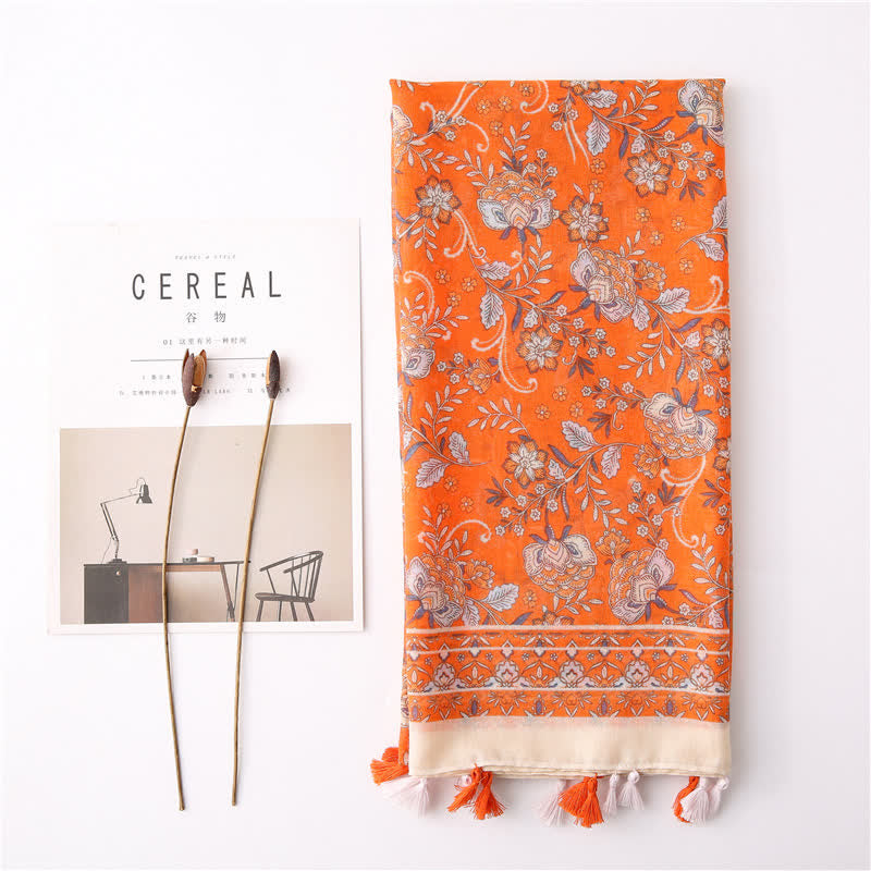 Sciarpa con nappe floreali e stampa bohémien da donna - image 16