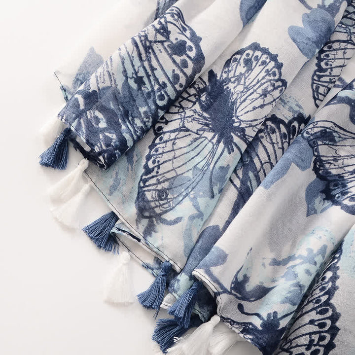 Sciarpa sottile con nappe floreali a farfalla da donna - image 6