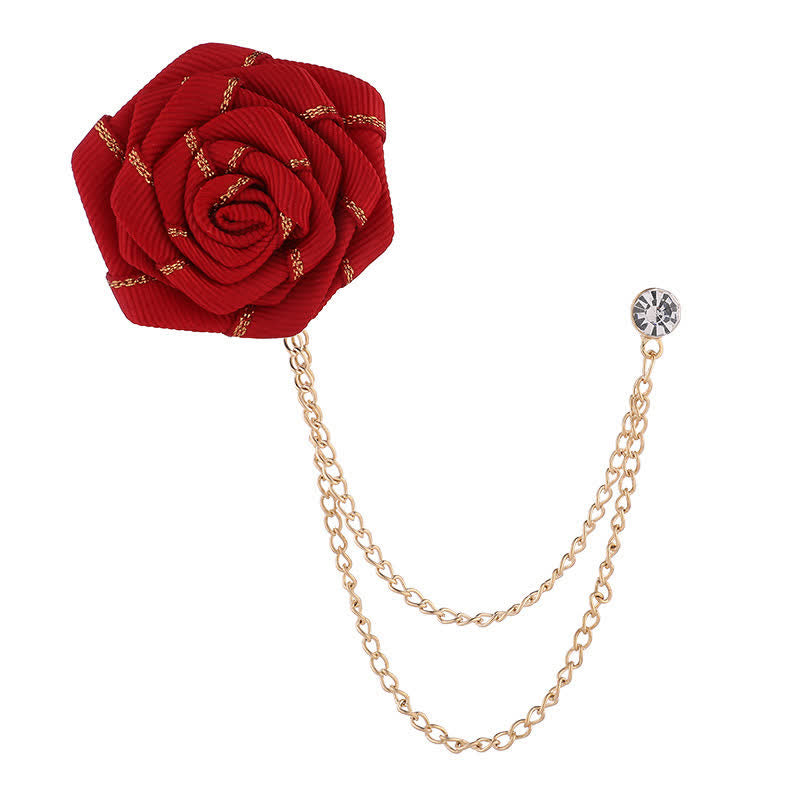 Spilla a catena con rose floreali da uomo - Rosso - image 6