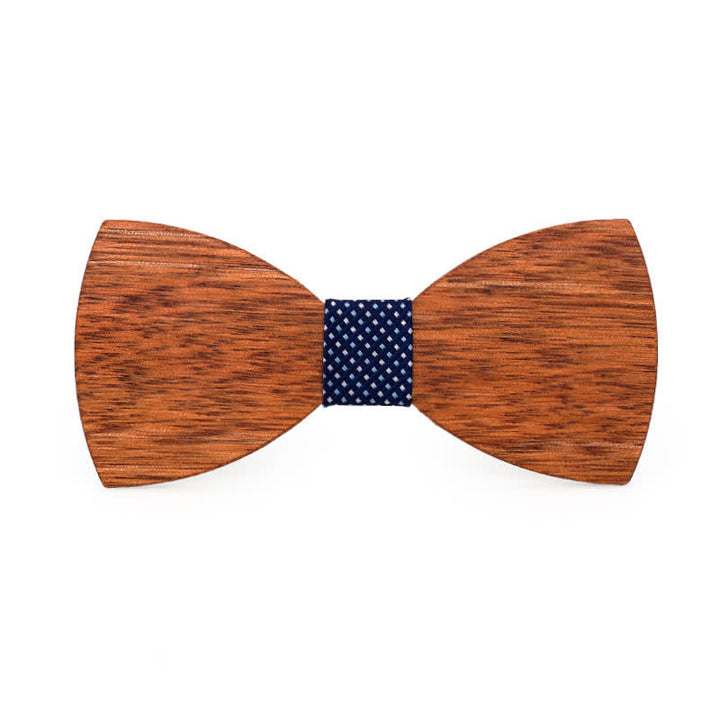Papillon in legno Begonia Vintage da uomo - Puntini blu navy - image 10