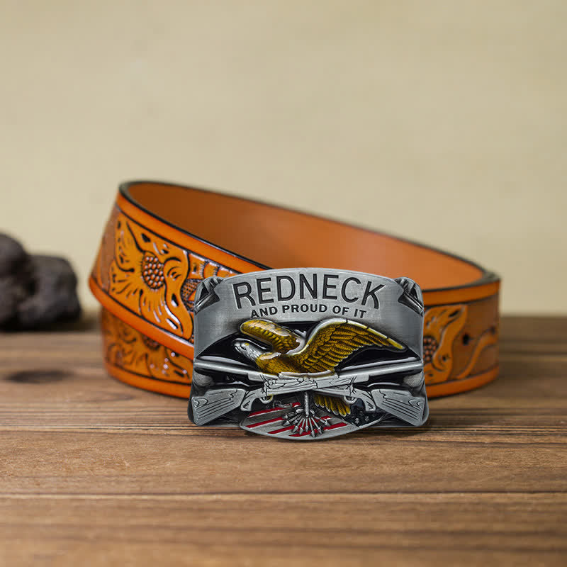 Cintura in pelle con fibbia aquila smaltata Redneck fai da te da uomo - Aquila - Cintura intagliata arancione (40) - image 15