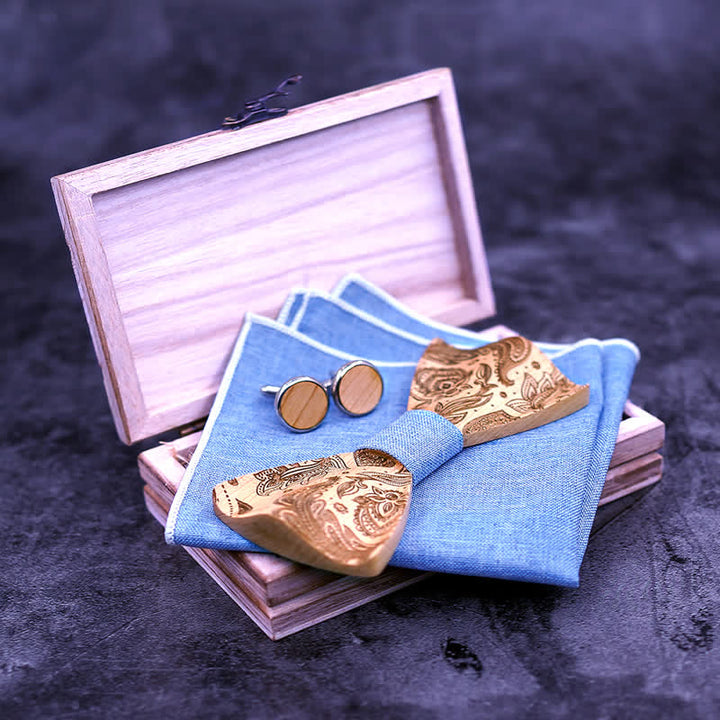 Set di 3 papillon in legno con motivo Paisley da uomo - image 5