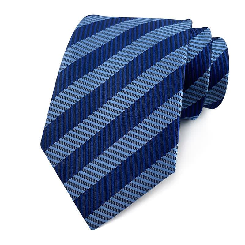 Cravatta da ufficio a righe tradizionali da uomo - Blu navy e azzurro - image 18