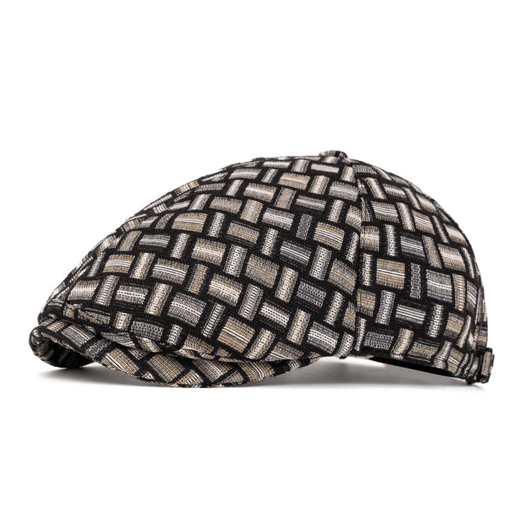 Cappello basco a quadri jacquard colorati retrò artistici - Sei pezzi - Nero - Regolabile (22 1/2"-24") - image 9
