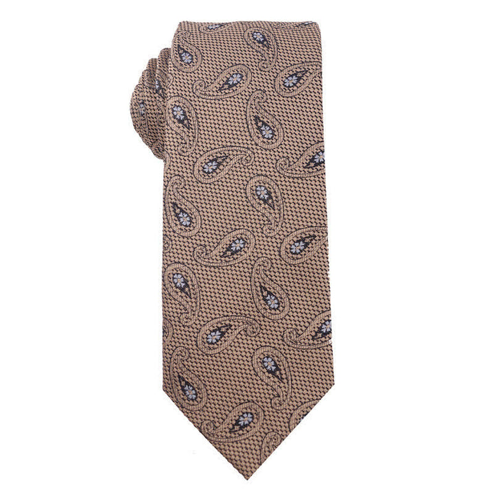 Cravatta da uomo British Khaki Champagne Series - Paisley e fiori - image 4