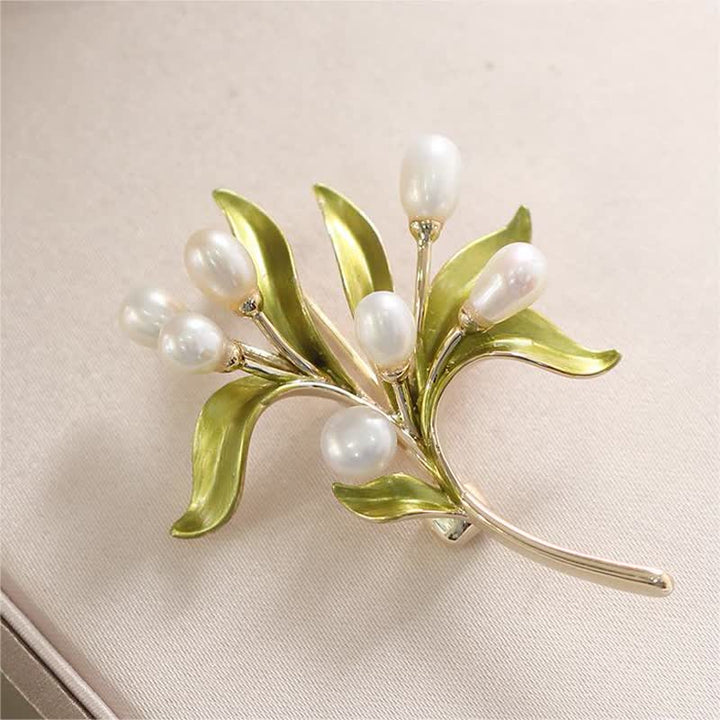 Spilla da donna con ramo d'ulivo in perle naturali - image 7