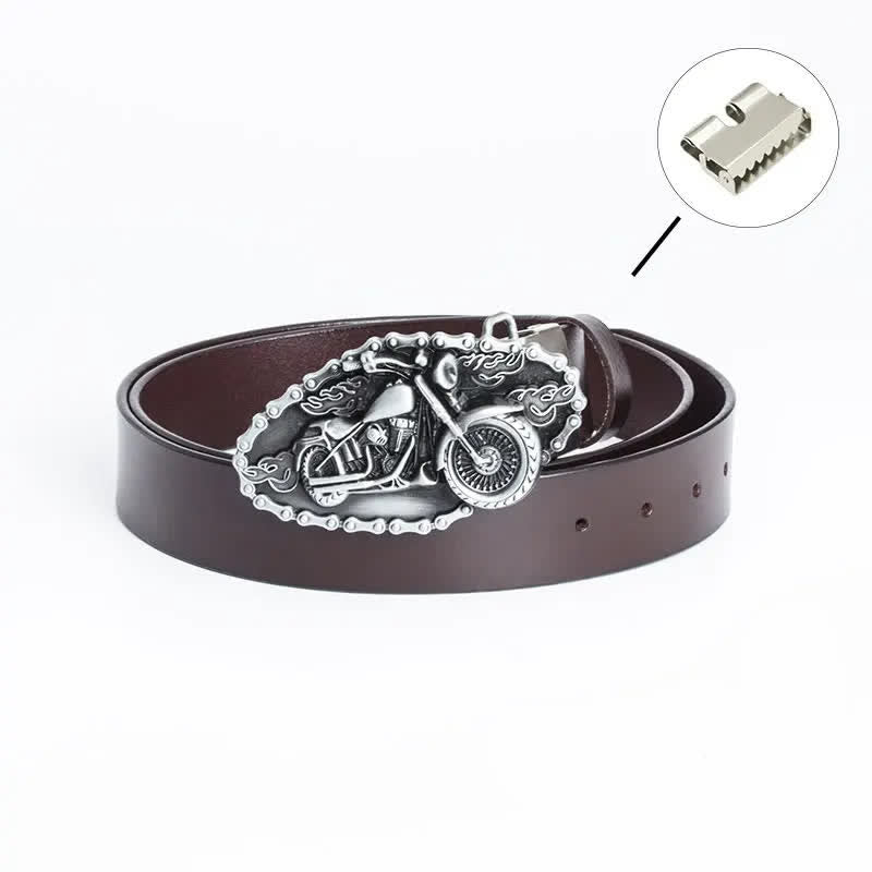 Cintura in pelle da motociclista punk da uomo - Legatura di ferro - Marrone / Argento - 46 - image 19