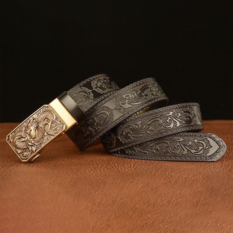 Cintura in pelle con fibbia quadrata a forma di drago da uomo - image 13