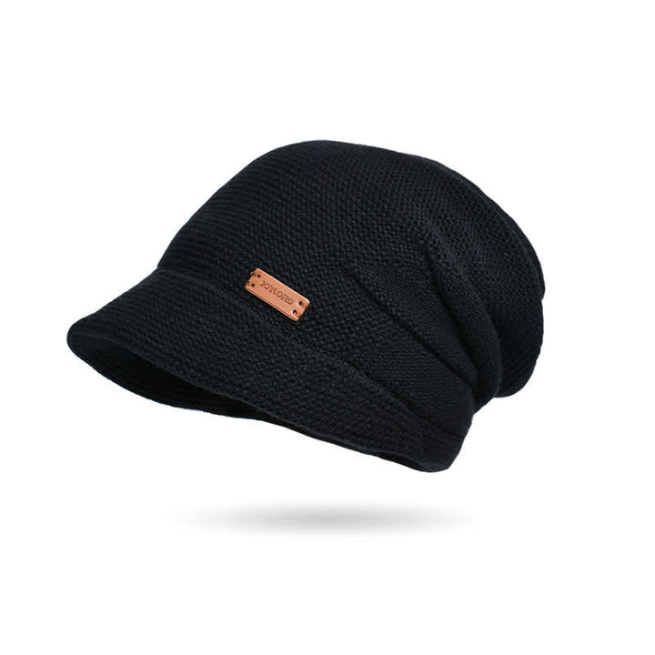 Cappello da donna lavorato a maglia con tesa larga e toppa a forma di lettera - Nero - Regolabile (circa 21 5/8"-23 5/8") - image 2