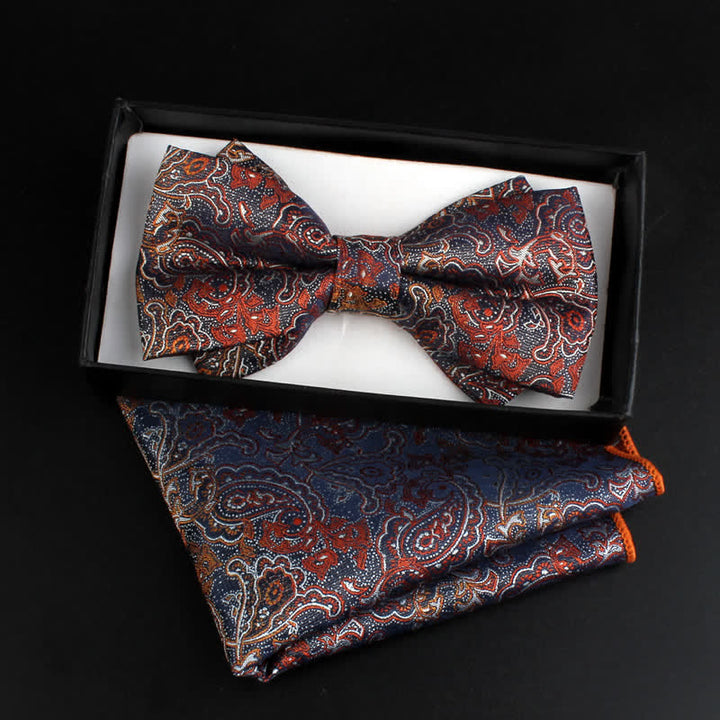 Set di 2 papillon floreali in stile paisley neoclassico da uomo - Arancione scuro - image 0