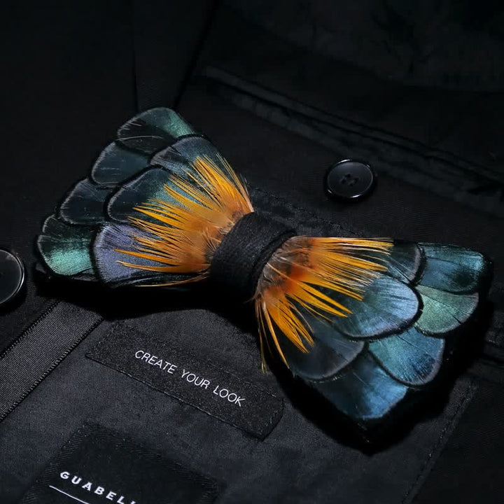 Collezione di papillon con piume classiche verdi - image 10