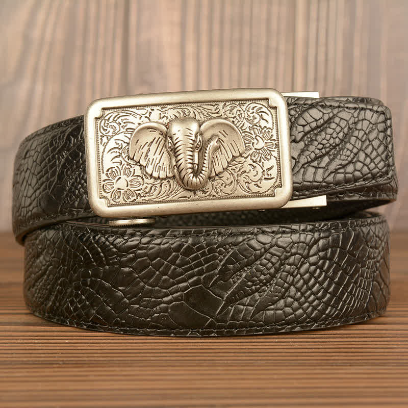 Cintura da uomo in pelle con motivo punk elefante coccodrillo - Argento e nero - Artiglio di coccodrillo - 44 - image 12