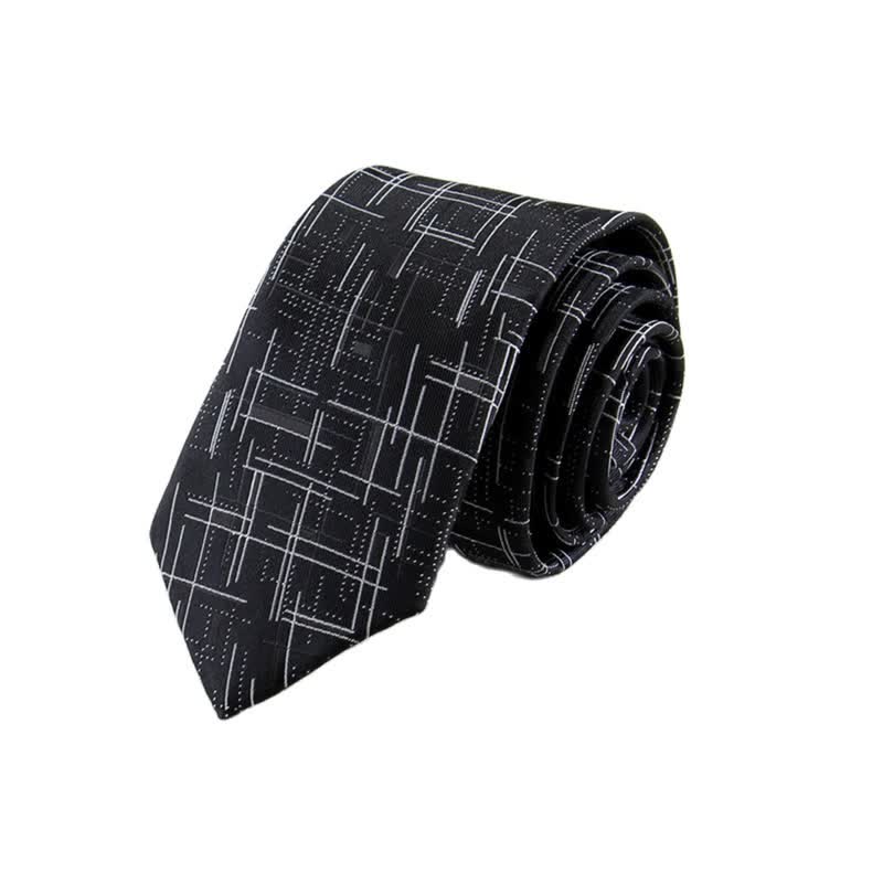 Cravatta sottile da uomo, moderna e alla moda, con linee abbaglianti - Nero - image 0