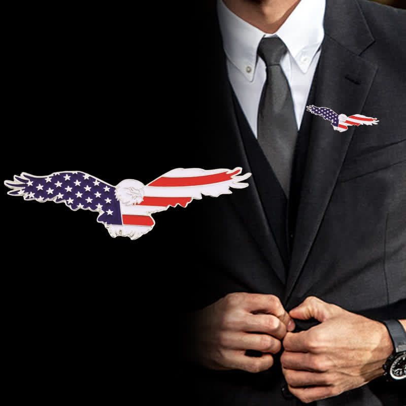 Spilla da uomo con bandiera americana e avvoltoio in smalto - Avvoltoio - image 0