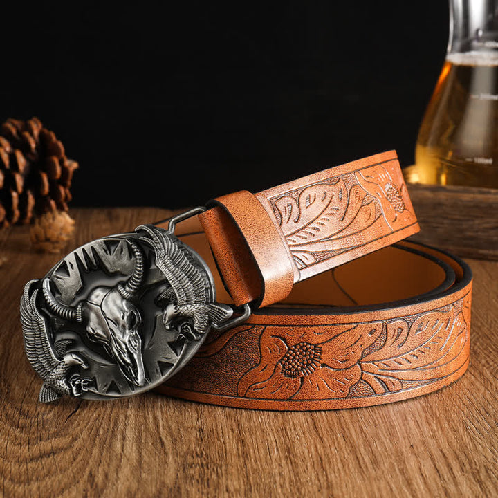 Cintura in pelle vintage Bull & Dual Eagles da uomo - Stile n. 9 - 42 - image 20