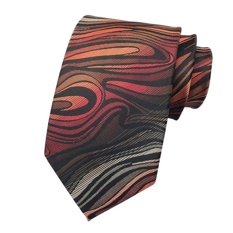 Set di 3 cravatte ondulate astratte con fiamma rossa da uomo - image 1