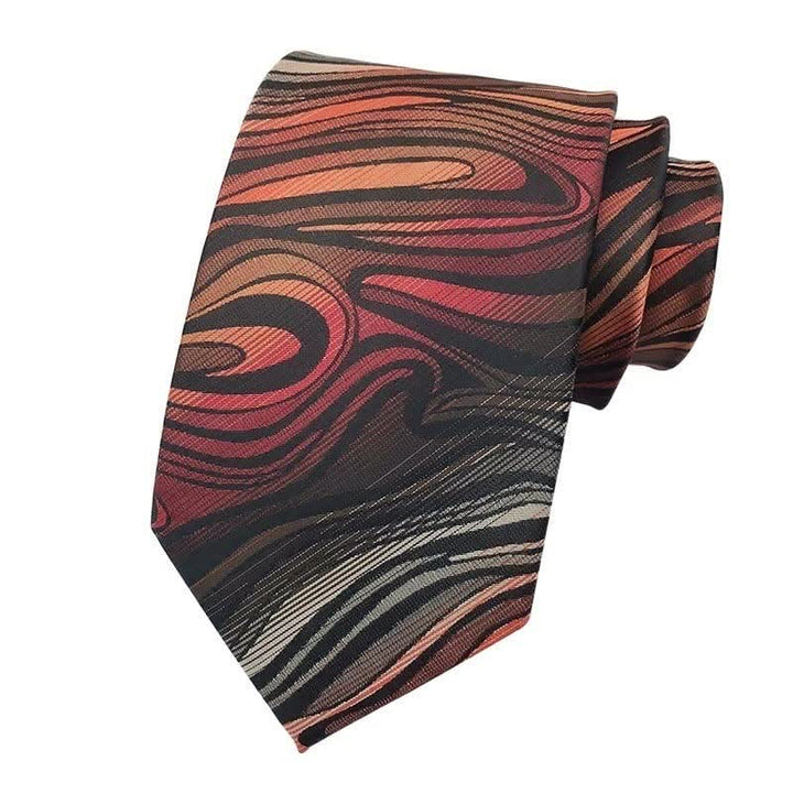 Set di 3 cravatte ondulate astratte con fiamma rossa da uomo - image 1