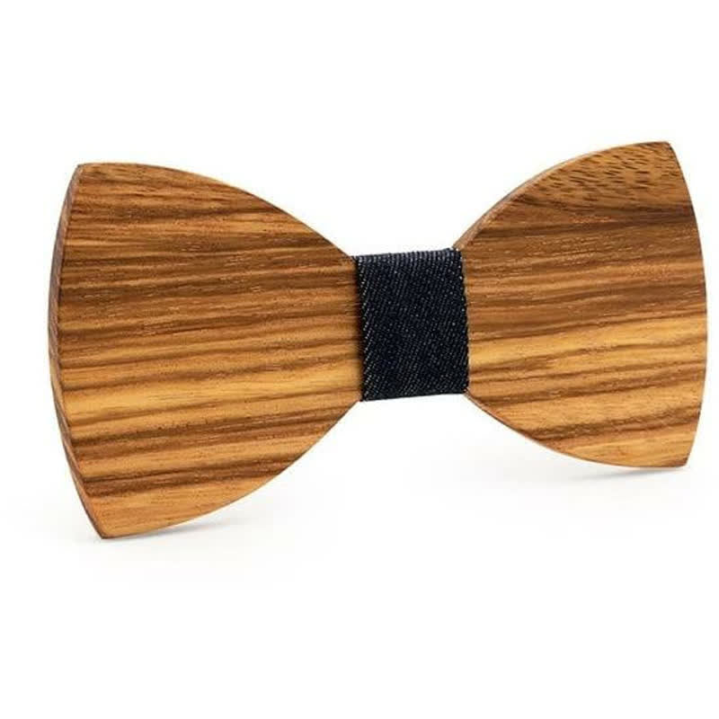 Papillon in legno con venature naturali da uomo - Denim - image 7