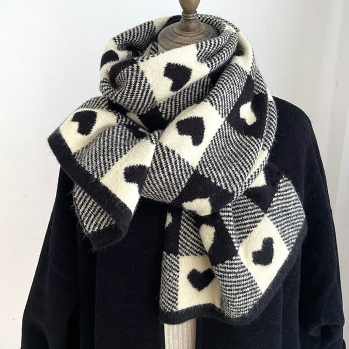 Sciarpa double face a quadri Chunky Love da donna - Nero - image 0