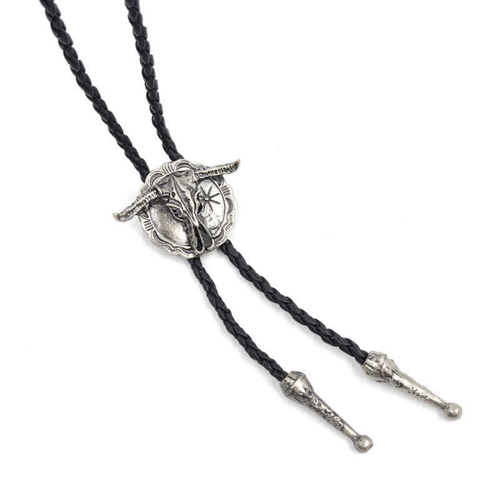 Cravatta Bolo con testa di toro del rodeo del selvaggio Western - Argento antico - image 0
