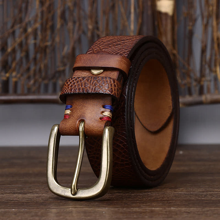 Cintura da uomo in pelle di serpente con grana Serpentine - Marrone giallastro - 44 - image 0