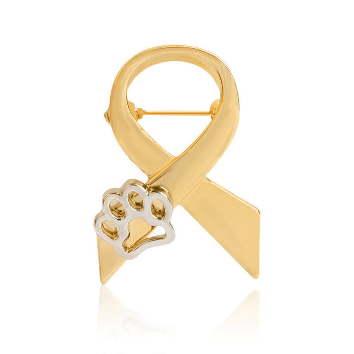 Spilla a forma di zampa di cucciolo con nastro da donna - Oro - image 0
