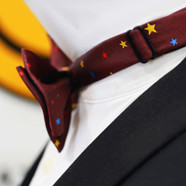 Papillon da uomo con stelle scintillanti colorate bordeaux - image 6