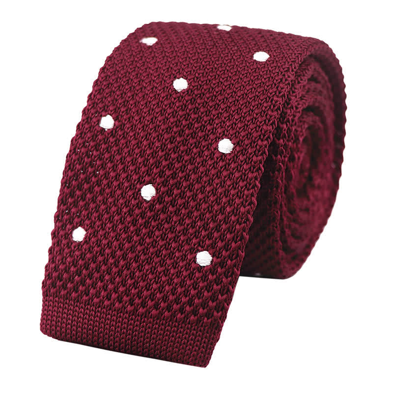 Cravatta a maglia a pois bianchi da uomo - Borgogna - image 4