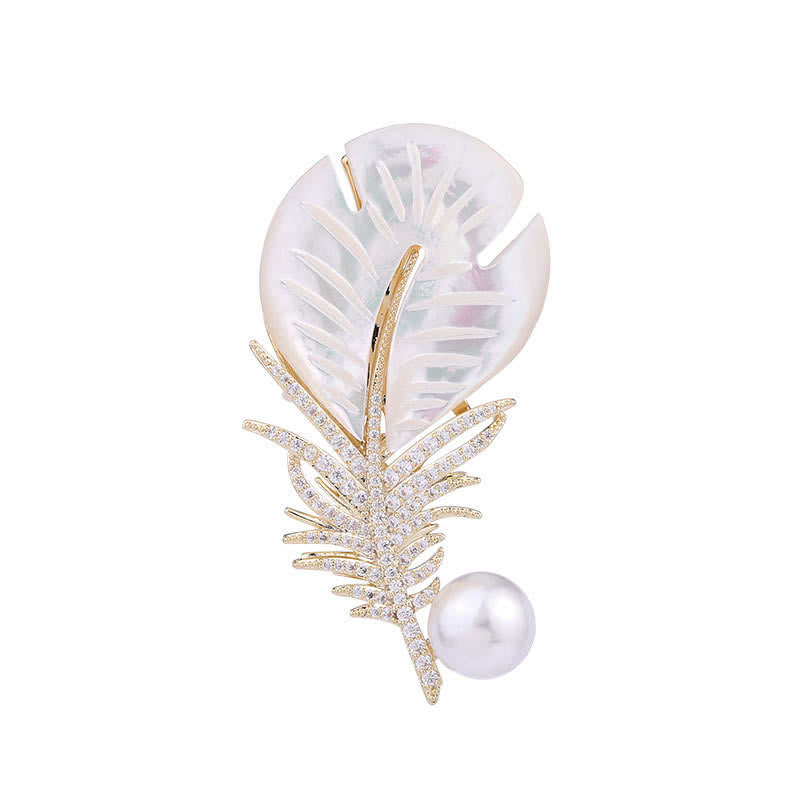 Spilla con piuma e conchiglia di perle da donna - image 5