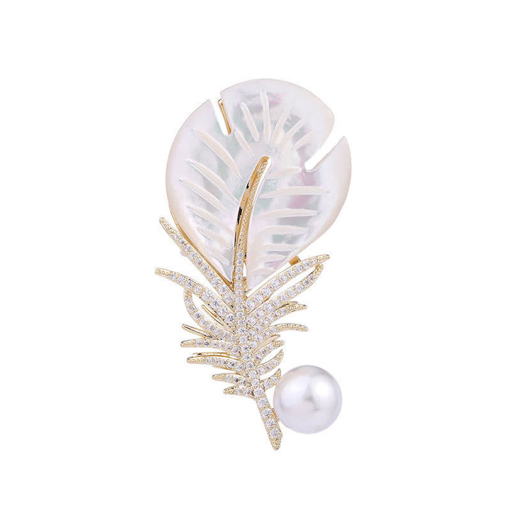 Spilla con piuma e conchiglia di perle da donna - image 5